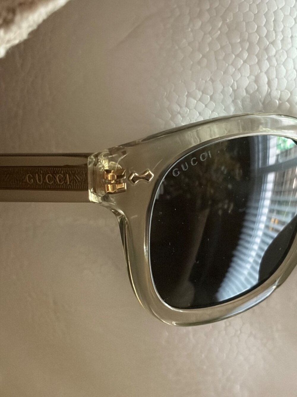 Gucci GG0182S Square-Frame Luxury Sunglasses Transparent Acetate Frame Green/Gre - Picture 8 of 16